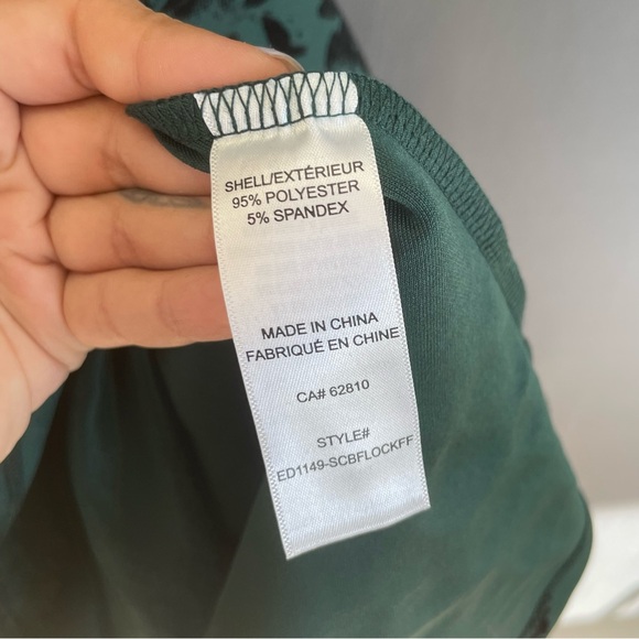 RICKIS size 14 green and black velvety floral midi dress - Picture 5 of 12